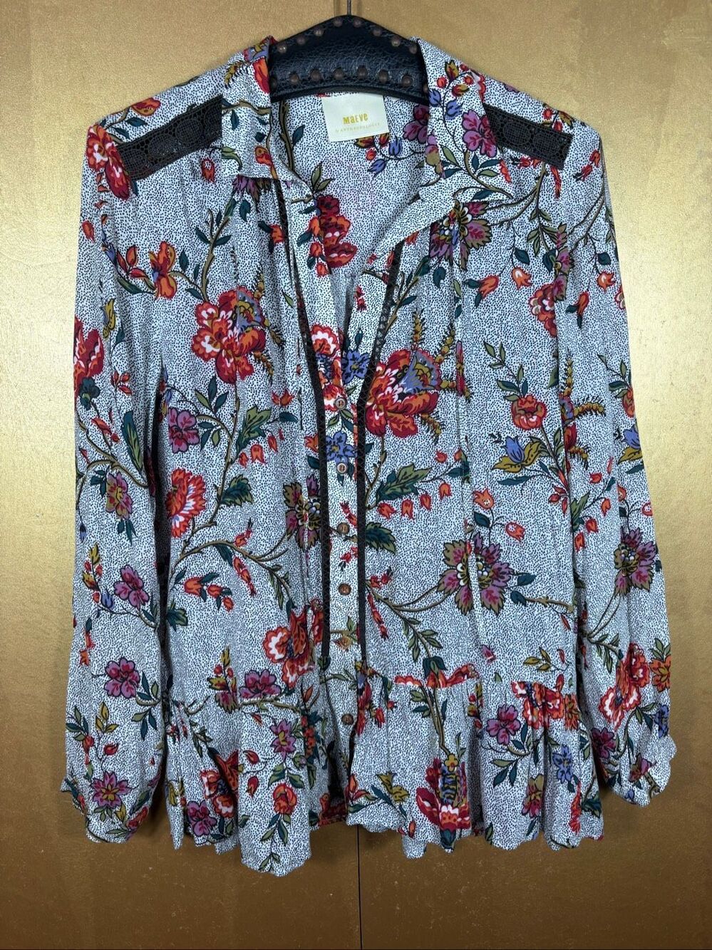 Maeve Anthropologie Janie Flounced Peasant top size 4